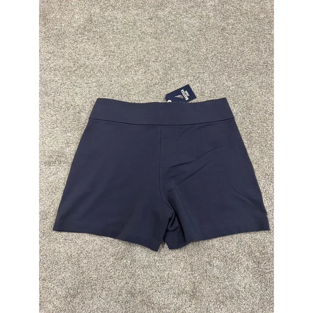 Nautica Women's Navy High-Rise Sailor Button Bermuda Shorts